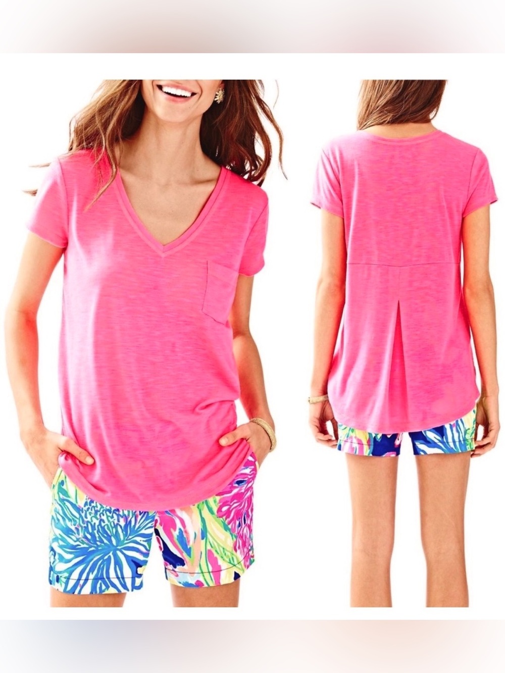 NWT Lilly Pulitzer Luxletic Fay T-Shirt Tiki Pink L
